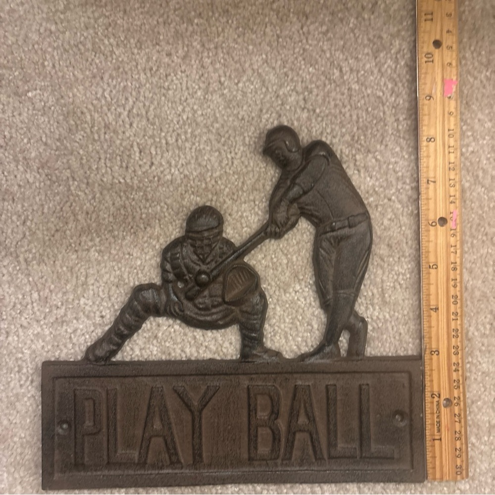 “Play Ball” Cast iron Baseball Wall Decor - Picture 3 of 5